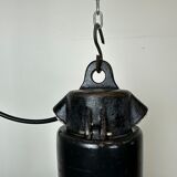Industrial Black Enamel Factory Pendant Lamp with Iron Top, 1950s
