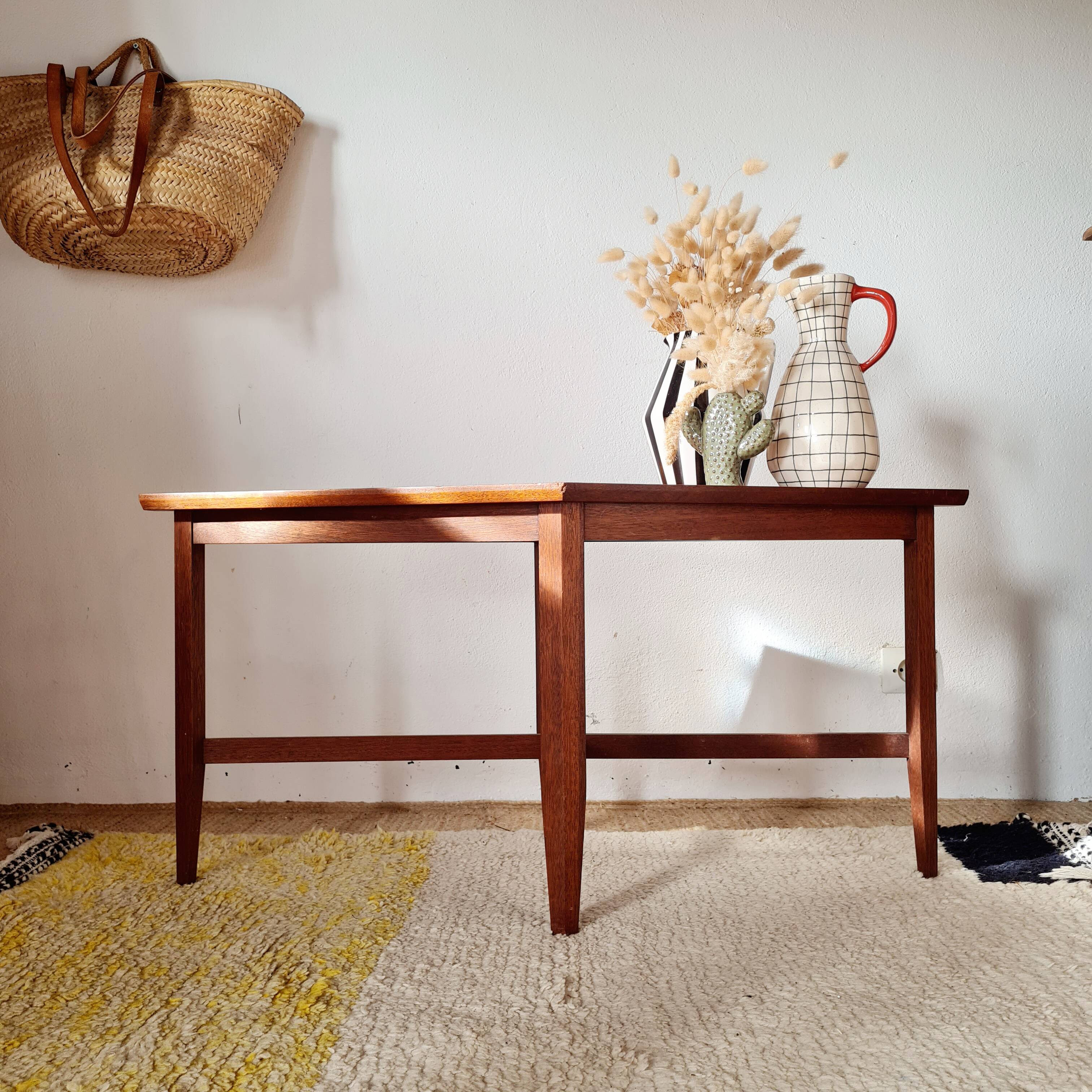 Petite table basse / Bout de canapé géométrique années 50-60