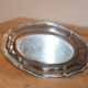 Antique silver-plated sauce boat with sauce spoon – Attached tray in Louis XV style