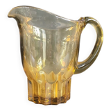 Pichet vintage en verre teinté jaune