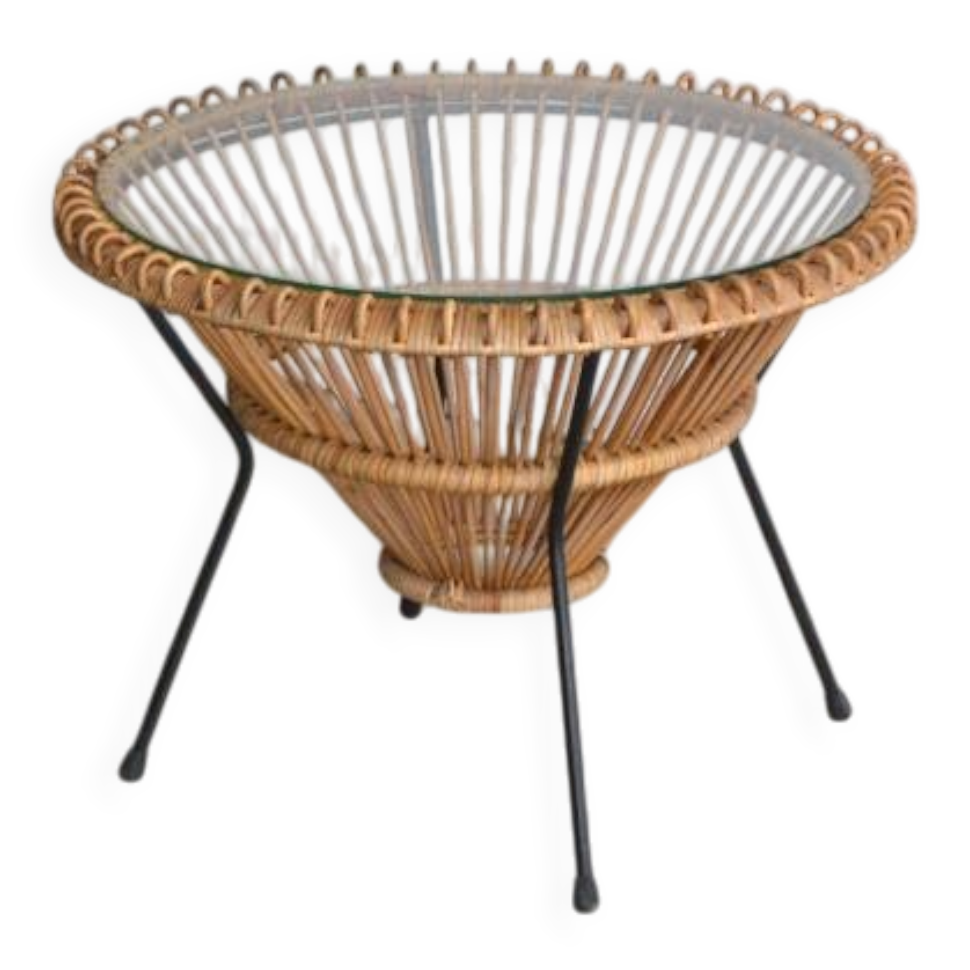 Italian rattan side table * D69 cm