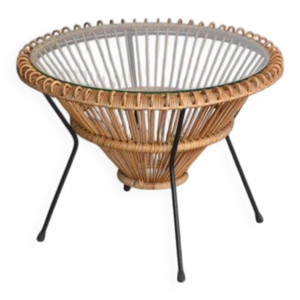 Guéridon italien en rotin * D69