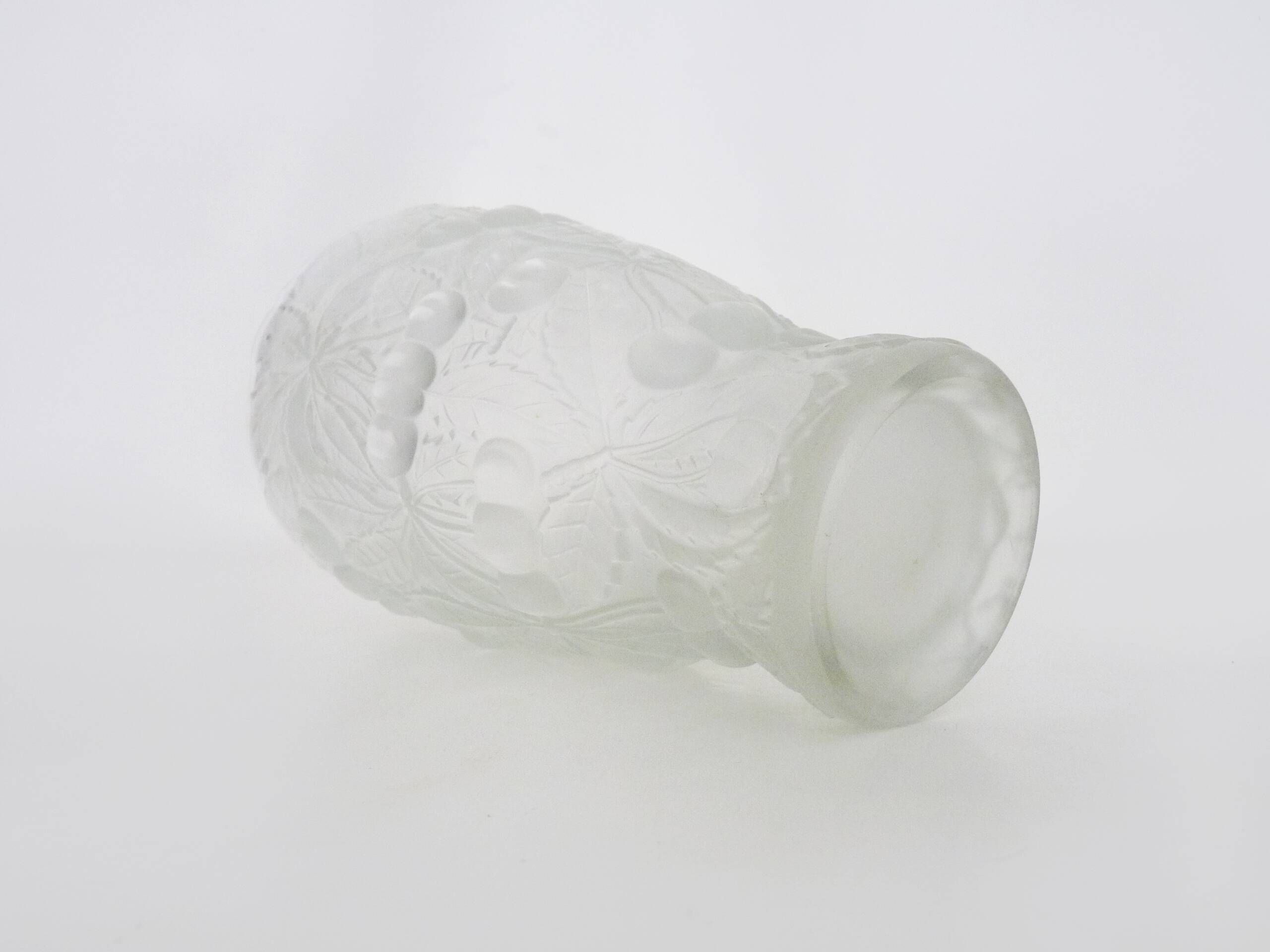 Genuine Bohemian crystal vase guaranteed Czechoslovakia cherry decoration.