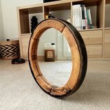 Miroir ancien brutaliste en fer forgé DLG Jean Touret