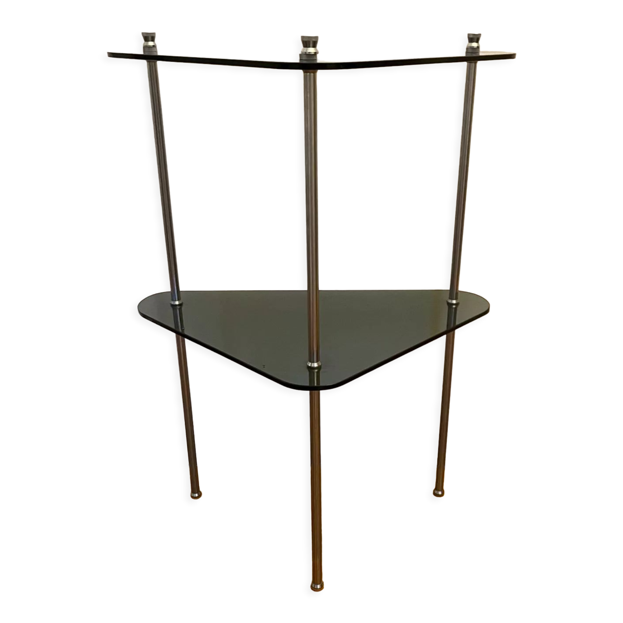 Vintage smoked glass corner shelf