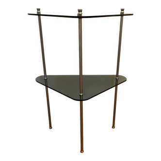 Vintage smoked glass corner shelf