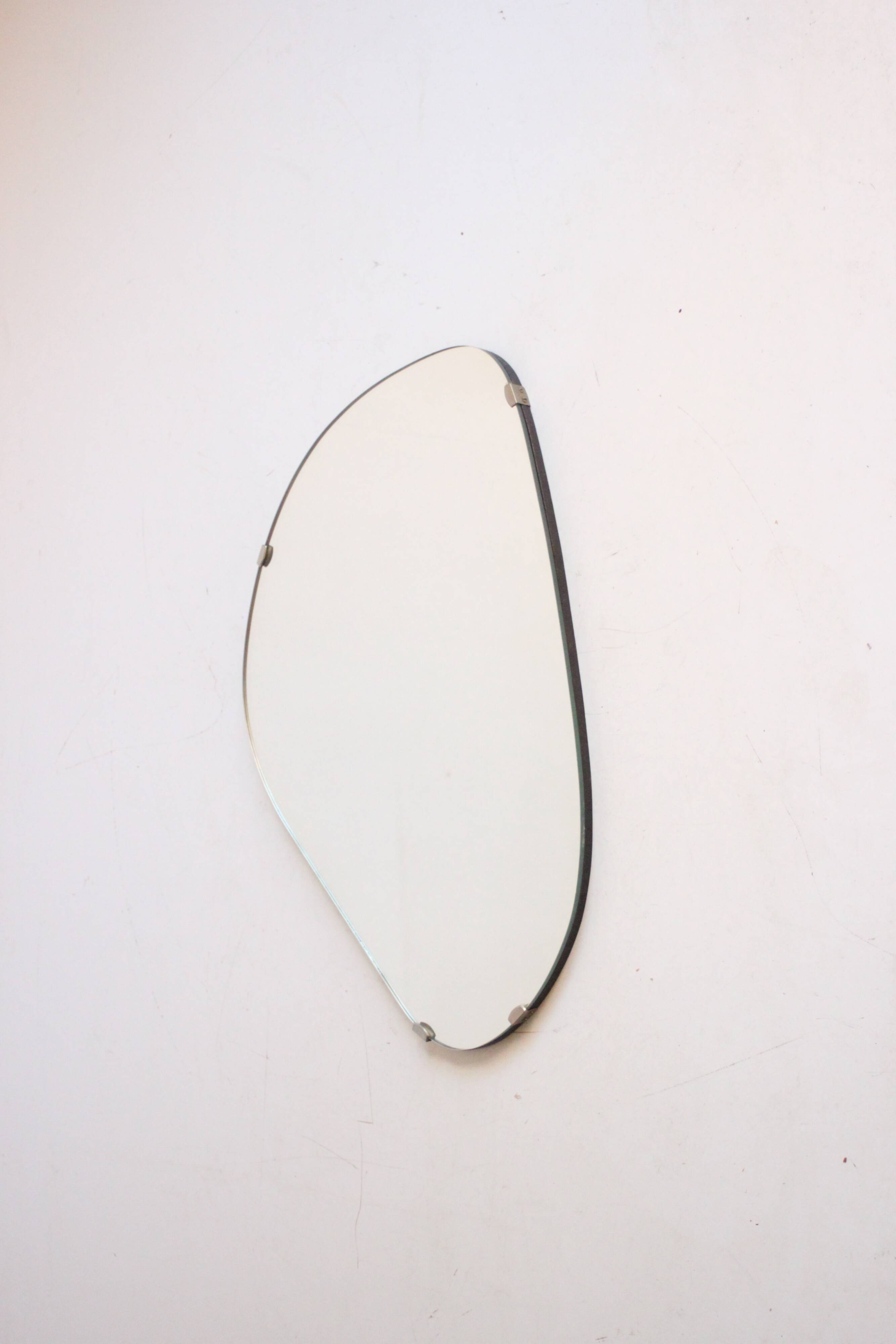 Vintage organic mirror, kidney shaped, Belgium 1950s
