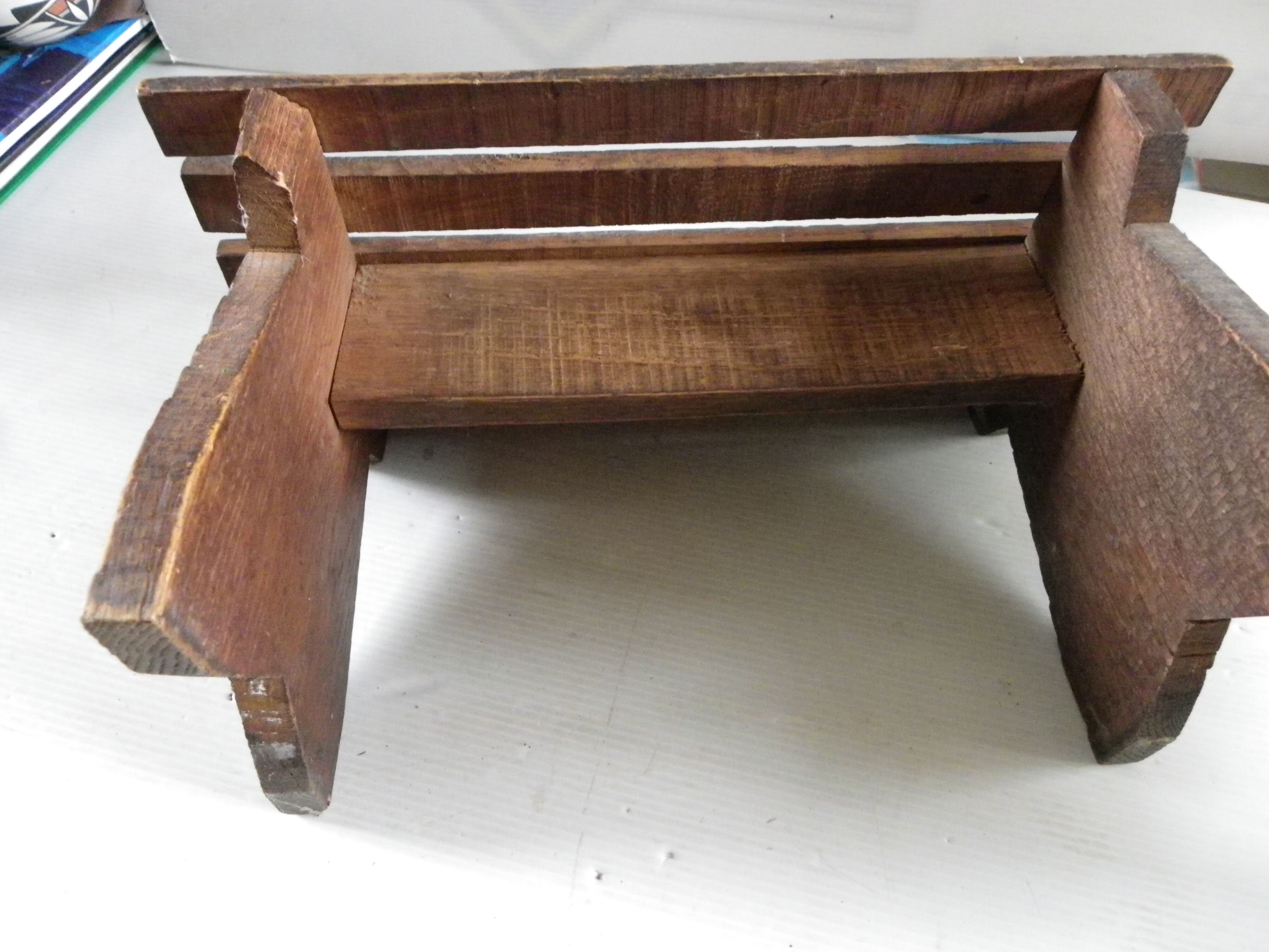 Vintage wooden bench footrest vintage plant holder