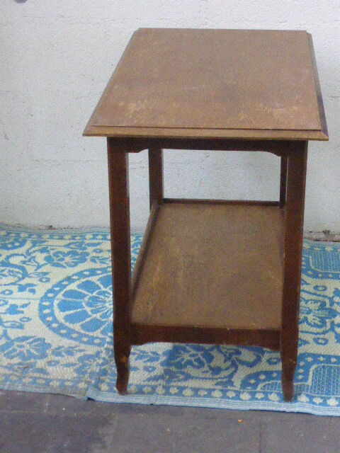 Side table, serving double tray, wood varnish, elegant and vintage