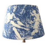 Abat-jour oval en toile de Jouy vintage