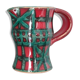Vintage pitcher red and green art pottery