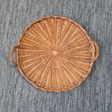 Round rattan tray