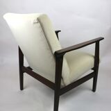 Fauteuil beige velvet années 1970