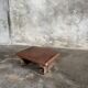 Small auxiliary stool in upcycled teak with red chrome (3274)