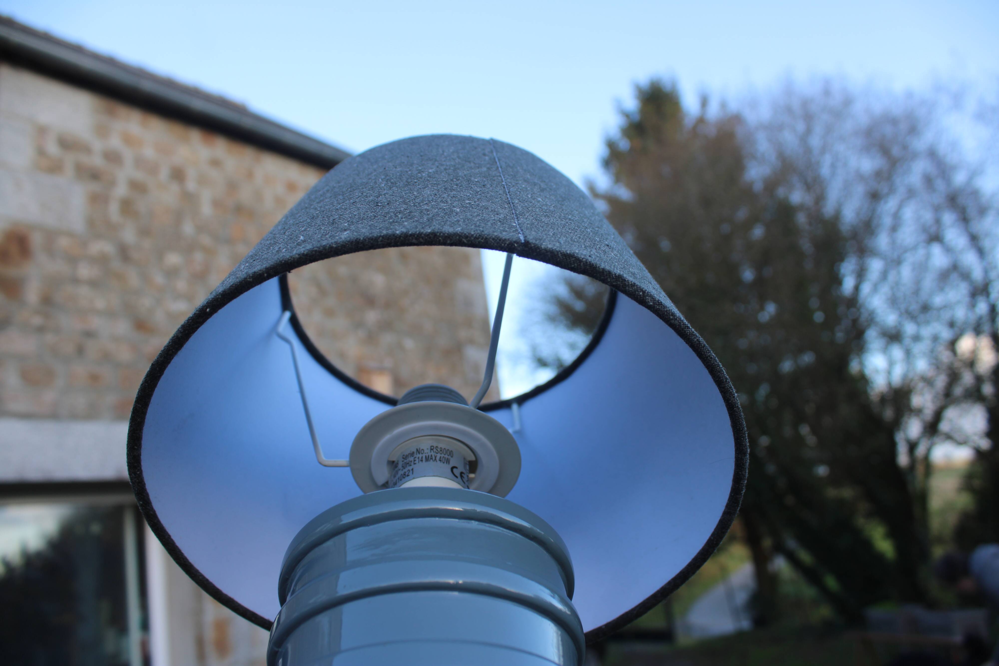 Pair of grey ceramic lamps & mottled grey lampshades – Contemporary design