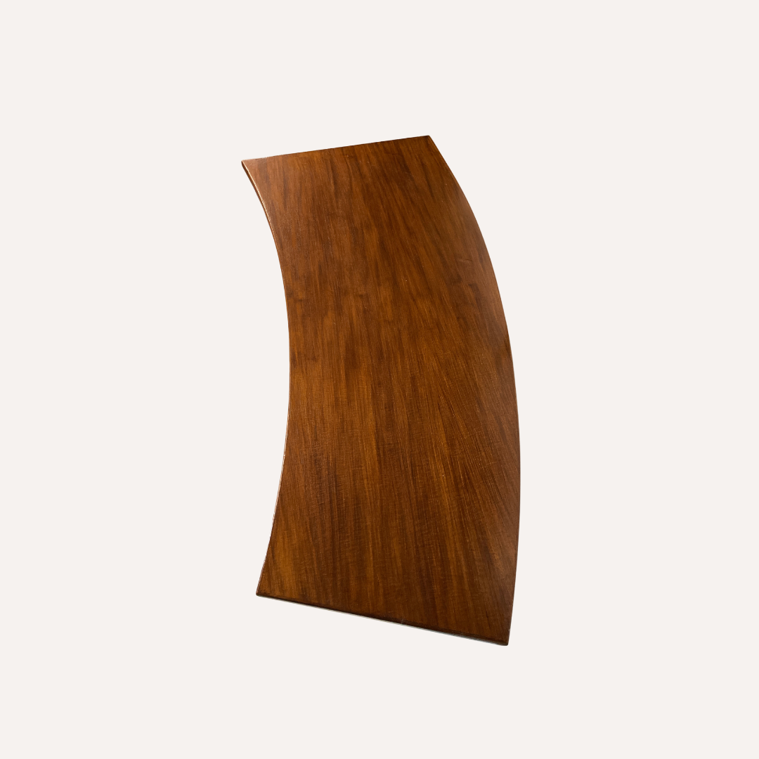 Teak veneered kidney shaped curved coffee table