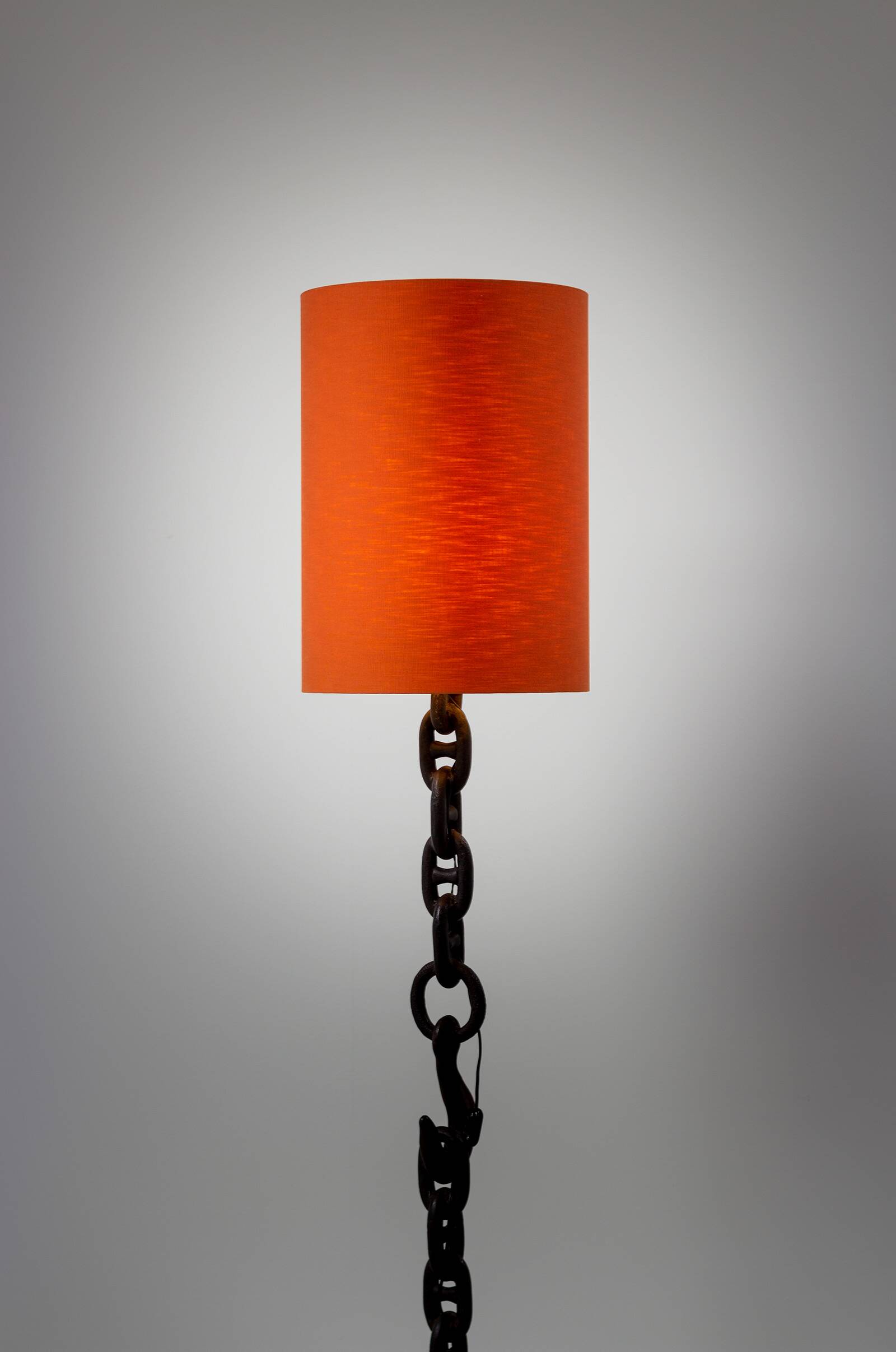 Sculptural Industrial Floor Lamp In Welded Iron Chain 80s Brutalist Design