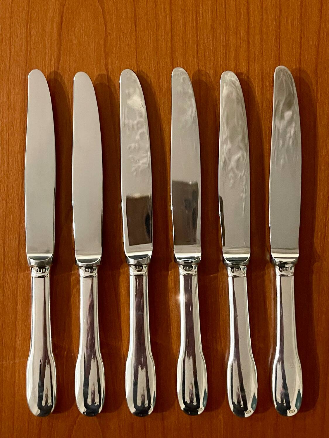 6 Christofle Cluny knives 19.5 cm for dessert, cheese, dessert, good condition
