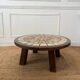 Round coffee table in ceramic and wood in the style of Roger Capron.