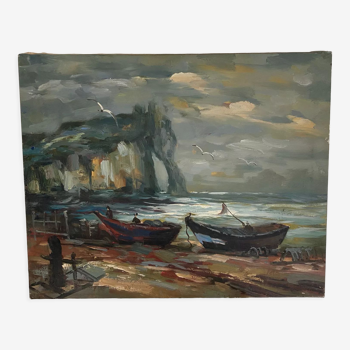 Huile sur toile Etretat
