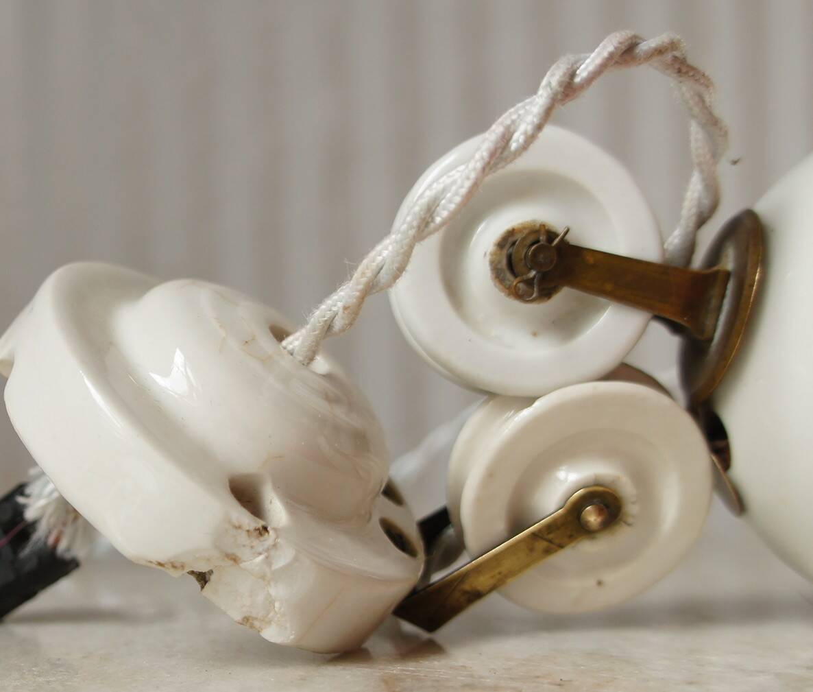 Enamelled sheet metal pendant rises & falls 1920