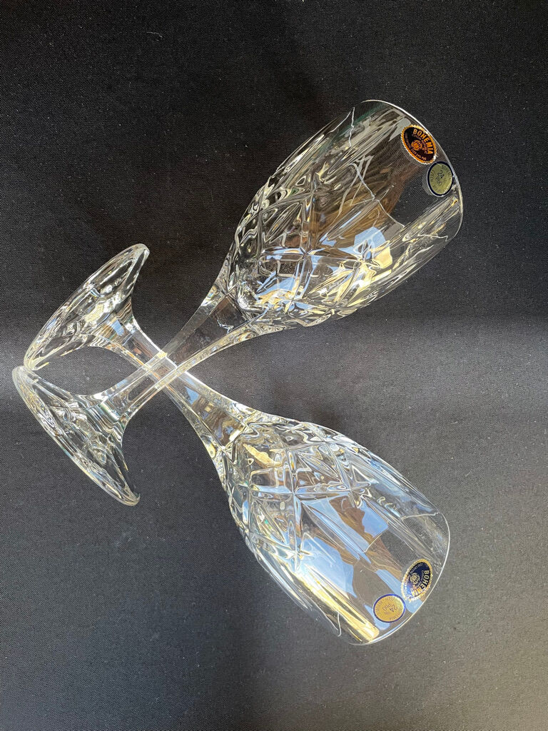 Bohemia - glasses on foot (6) - Modern mid-century - Lead crystal 24% Pbo