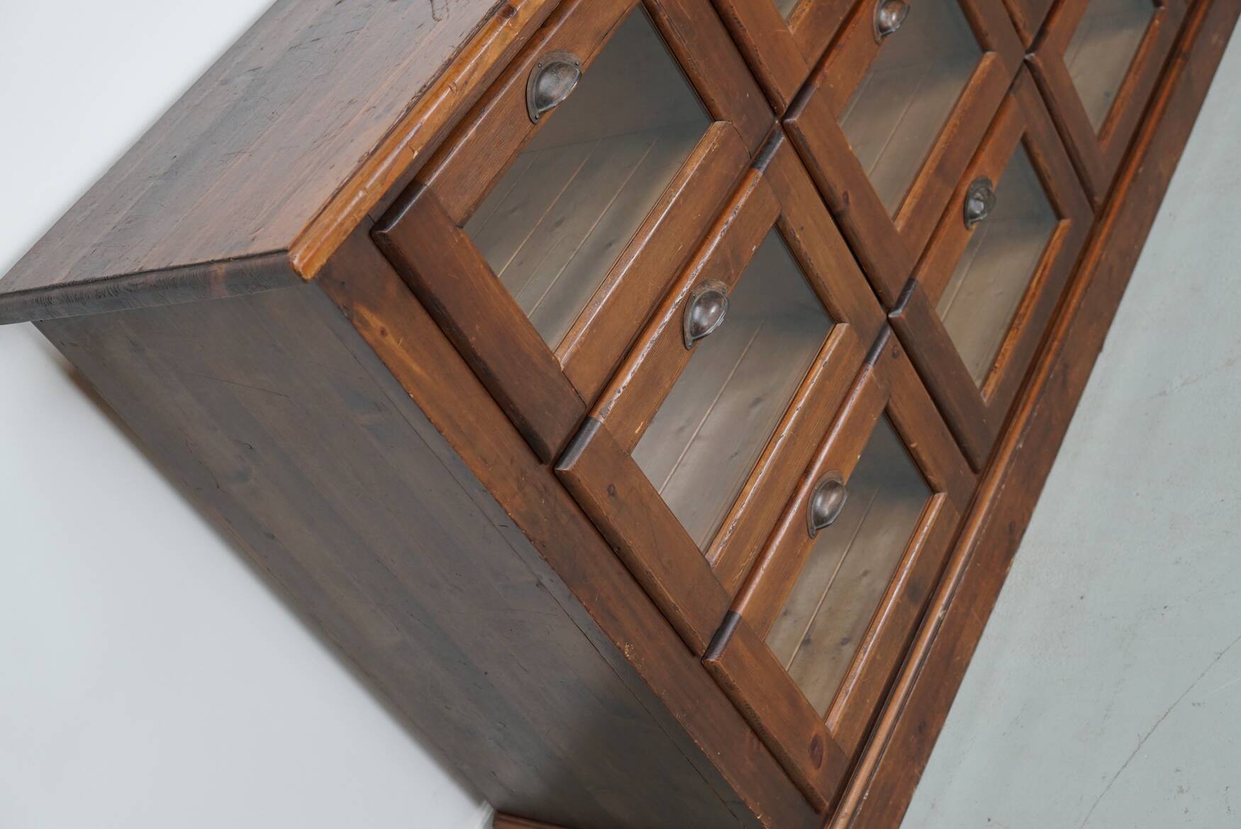 Vintage Dutch Pine Haberdashery Shop Cabinet, Mid-Century