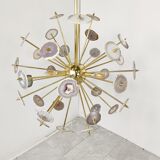 Brass and agate stone sputnik chandelier 1980s