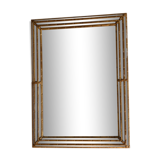 Miroir à pare closes en bois et stuc doré du XIXème siècle 60x83cm