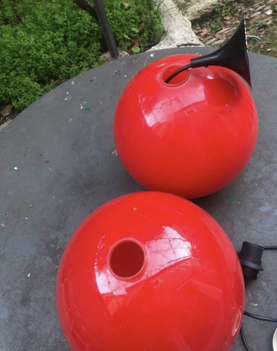 Suspension in red opaline, 1970s