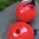 Red opaline pendant light, 1970s