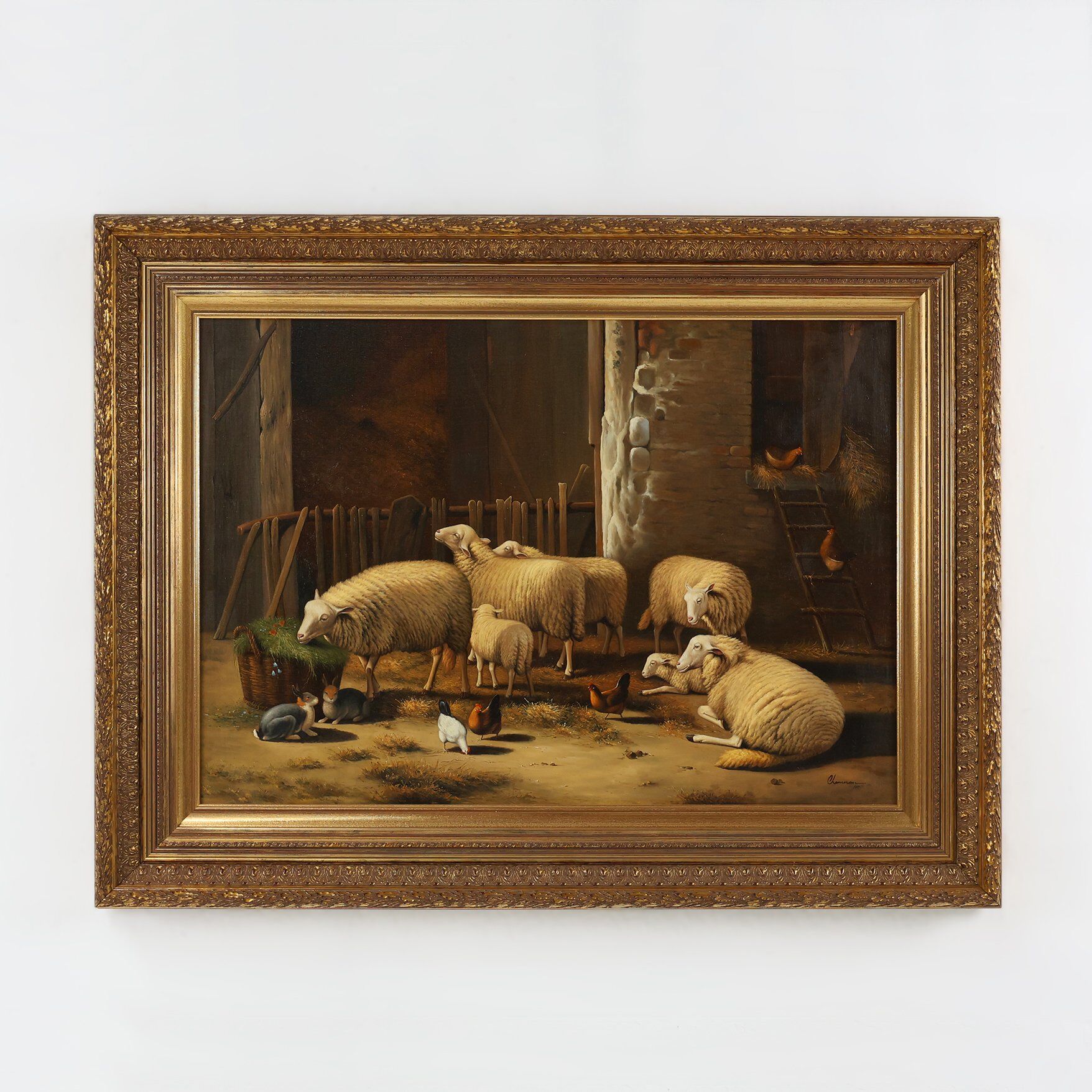 Belgian Artist, Baroque Scene, 1991, Oil on Canvas, Frame