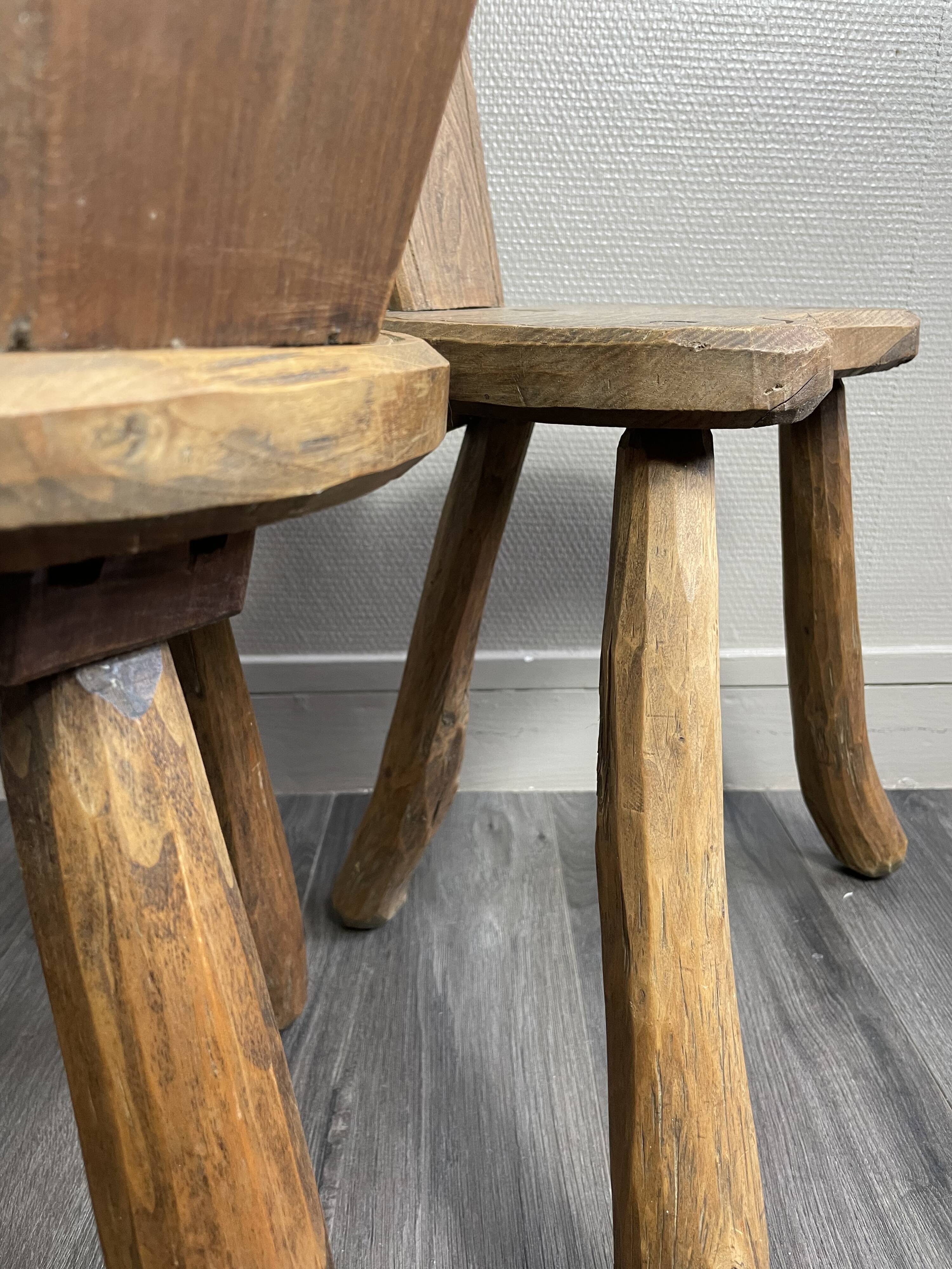 Pair of solid wood farmhouse stools