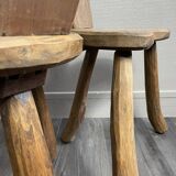 Pair of solid wood farmhouse stools