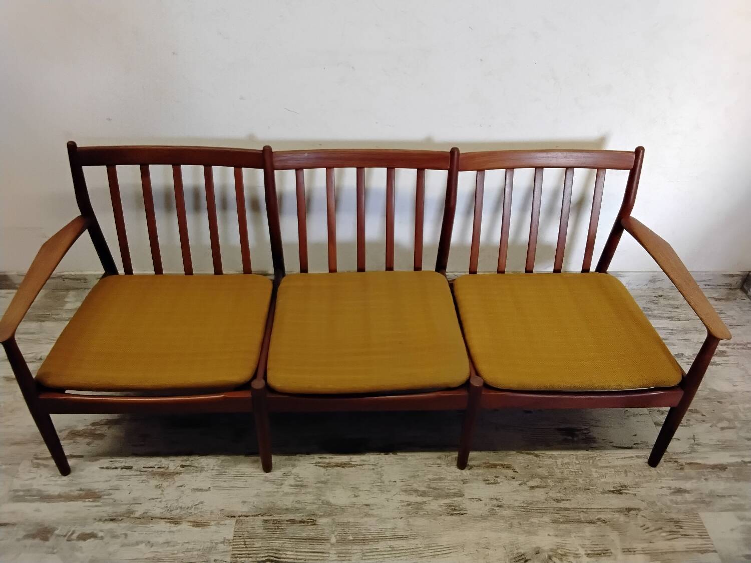 Vintage Scandinavian bench and armchairs for Glostrup 1960