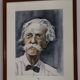 Portrait of Dr. Albert Schweitzer (1875-1965)-watercolor signed
