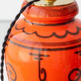 Ceramic table lamp Dutch Orange Gouda “Tokio”, 1970s, black linen shade