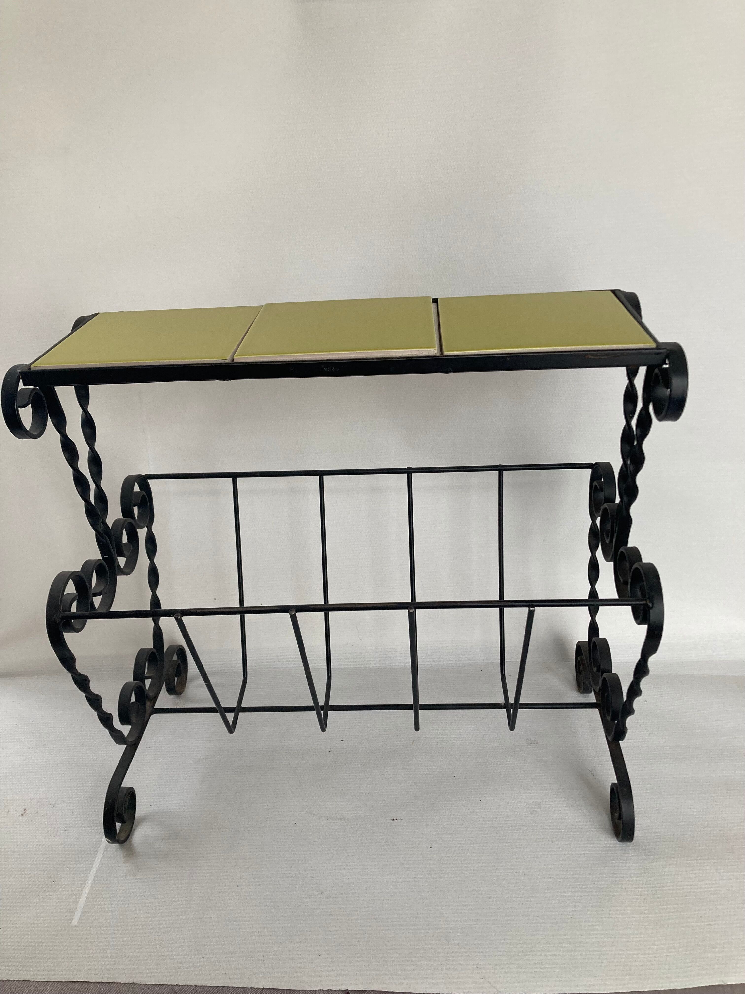 Wrought iron and ceramic magazine rack