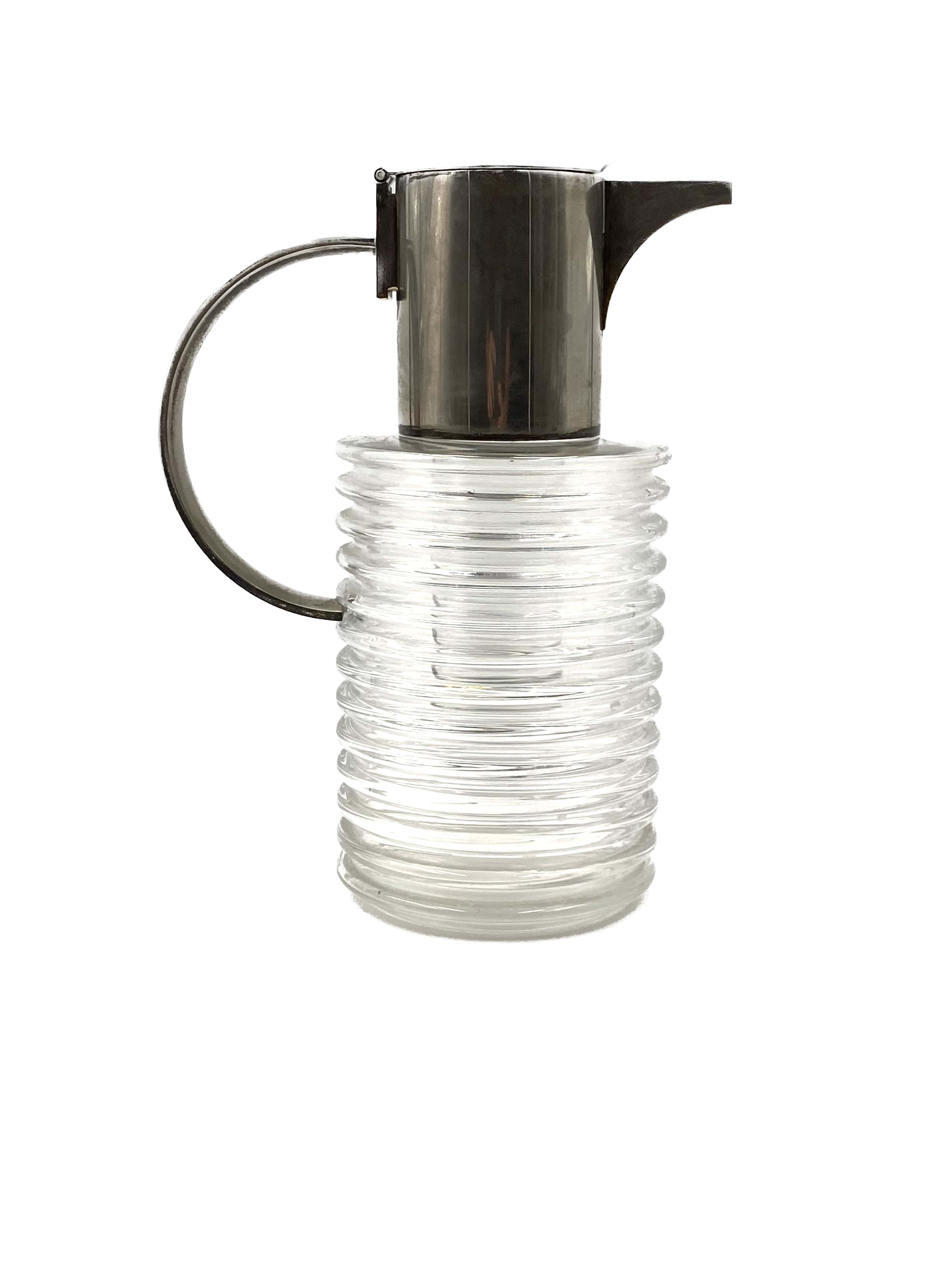 Sergio Asti silverplated and glass jug  Arnolfo di Cambio 1968