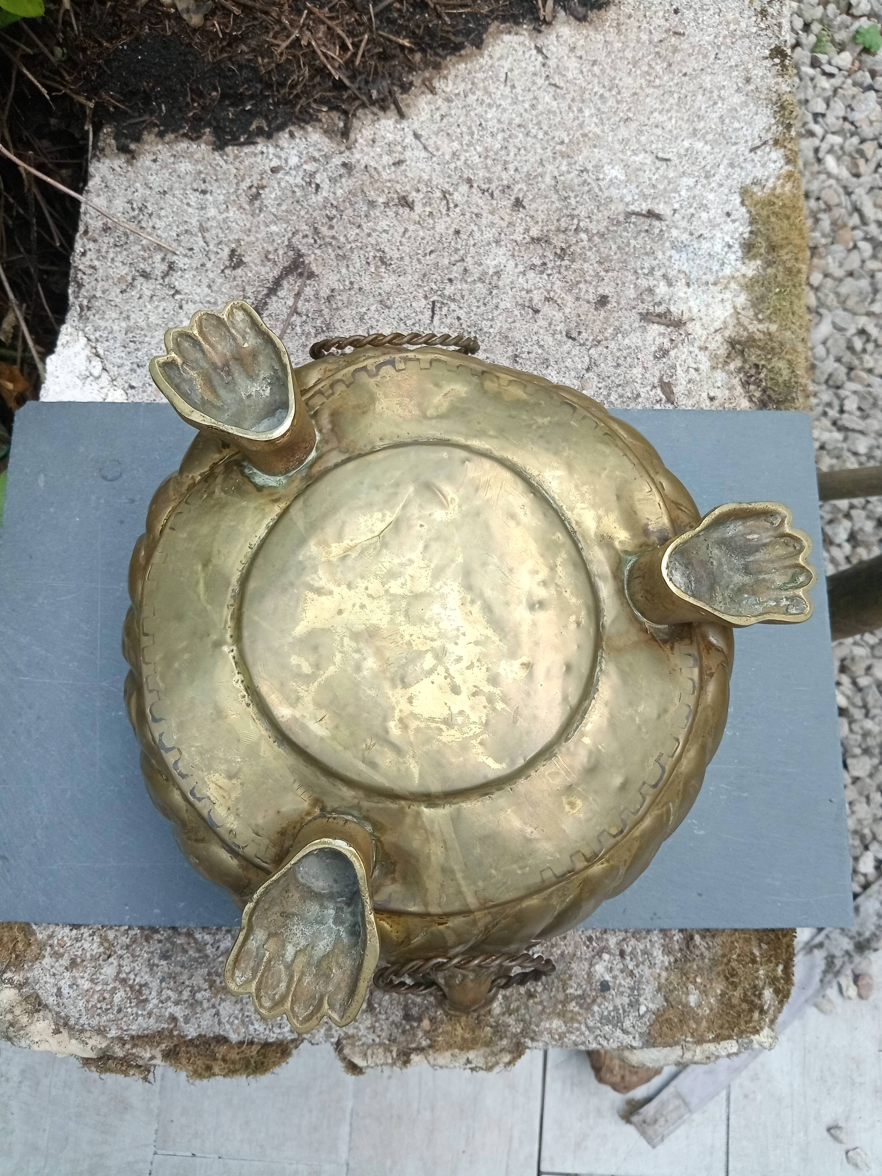Large brass lion planter 19th century