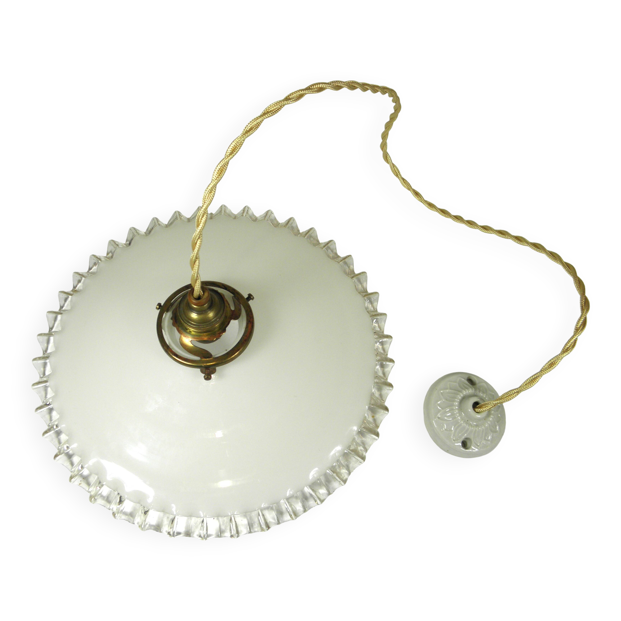 Suspension and rosette in opaline and porcelain
