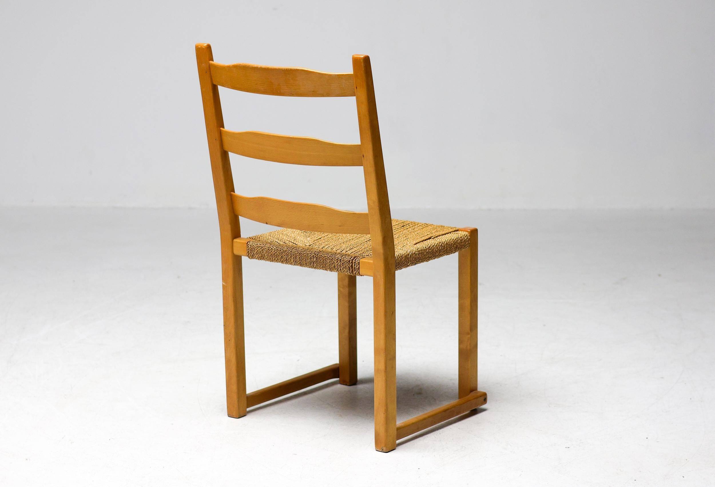 Stackable chairs Poul Volther Gemla Sweden in modern Scandinavian ash from the mid-20th century.
