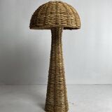 Rattan woven banana leaf mushroom floor lamp, 1960s