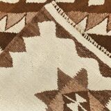 3x12 Vintage Beige & Brown Kilim Runner Rug, 95x373Cm