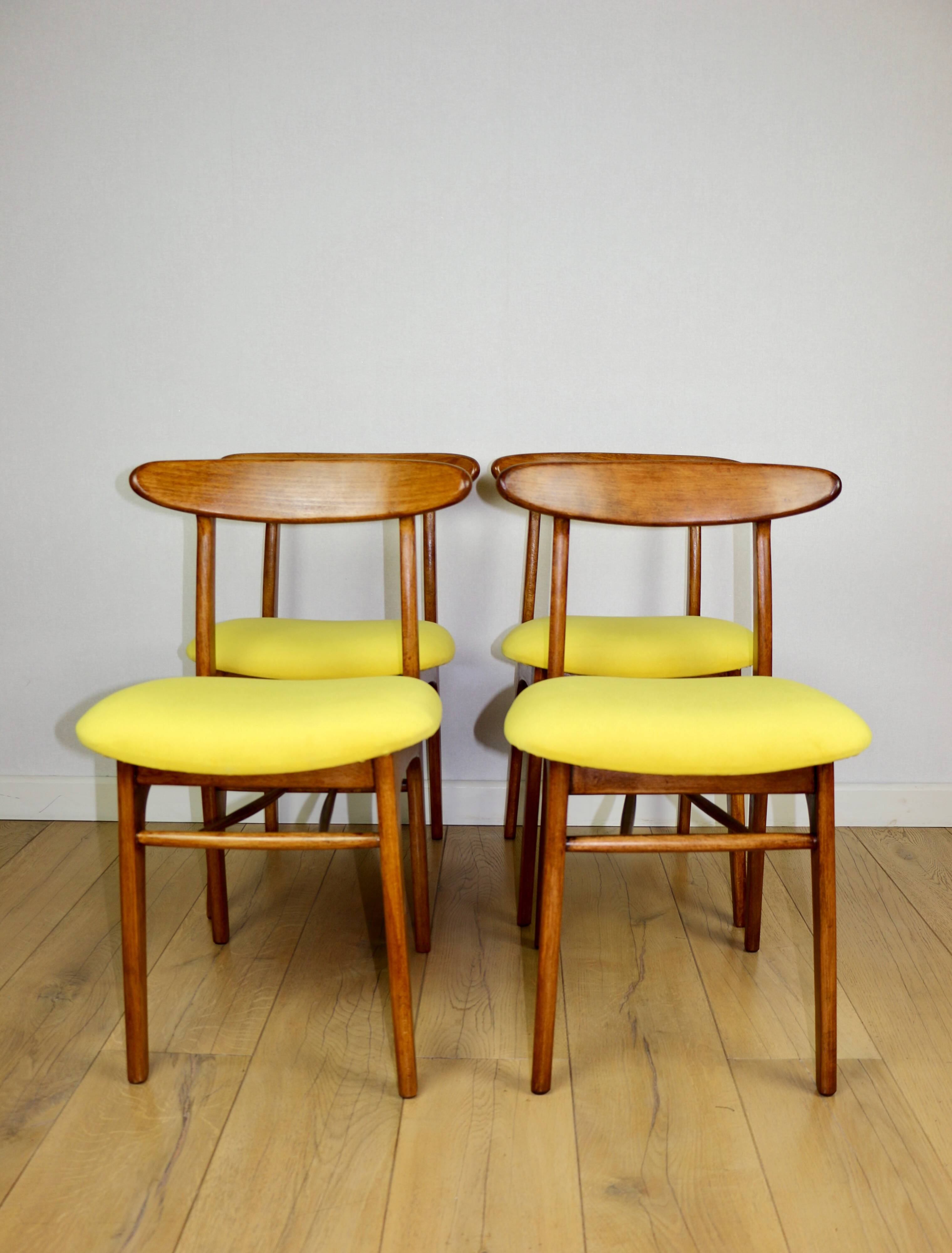 Hałas vintage chairs yellow vintage - set of 4 - great set