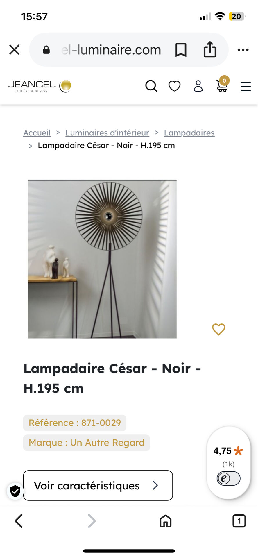 Lampadaire César de la marque Unautreregard