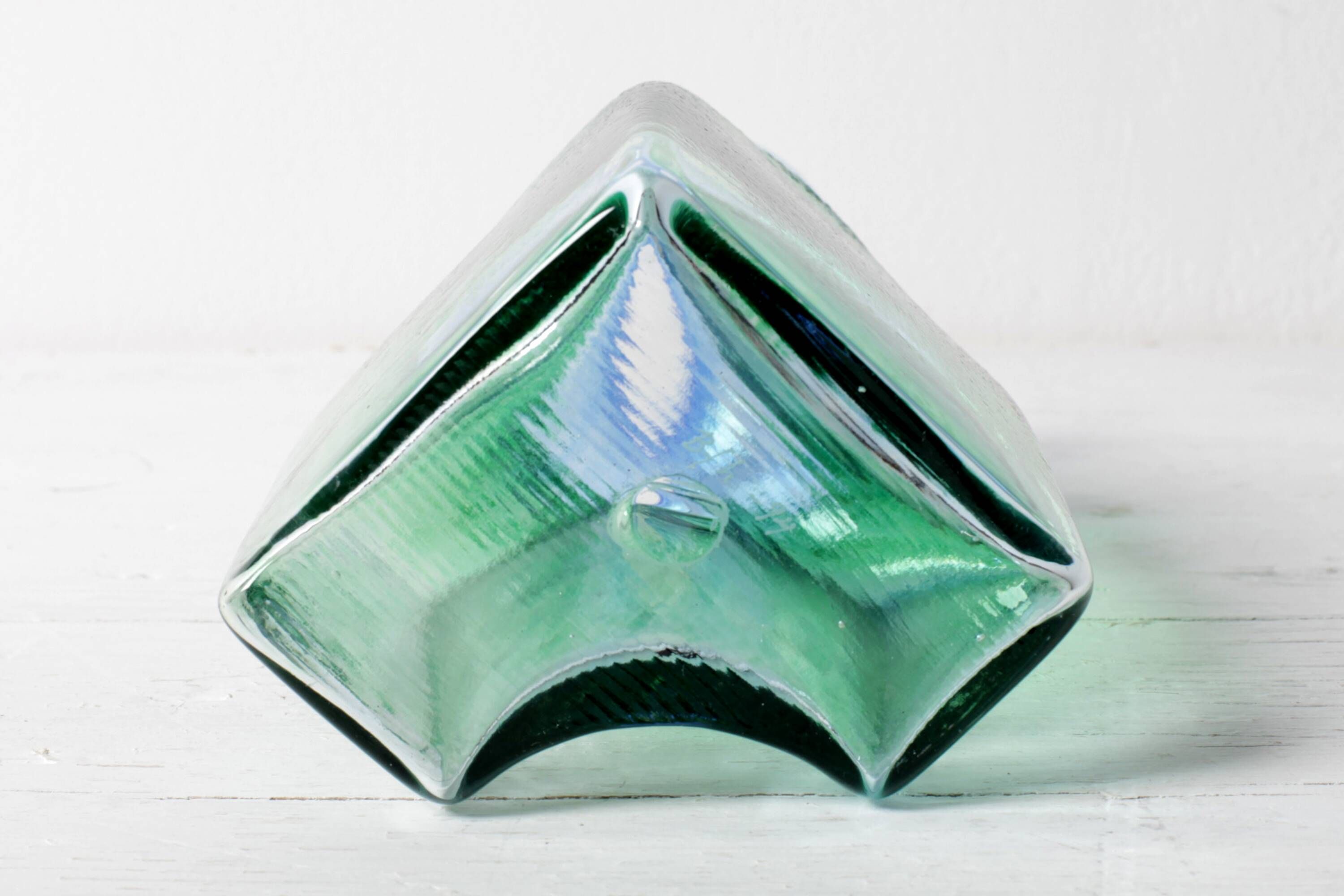 Vintage Green and Blue Glass Decanter Antikva by Bertil Vallien Sweden 1994