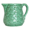 Ceramic pitcher Digoin Sarreguemines green basket braided round model