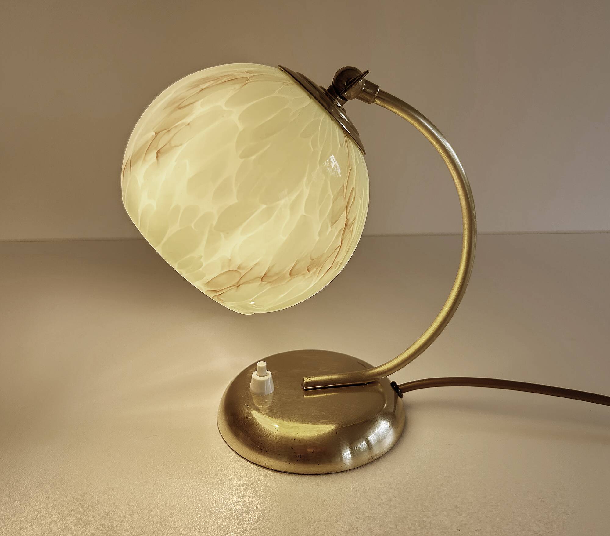 Art Deco Lamp Green Glass Brass