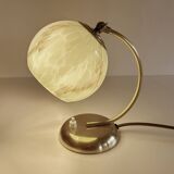 Lampe Art Deco Verre Vert Laiton